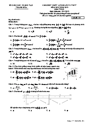 Đề khảo sát chất lượng môn Toán Lớp 12 - Mã đề 101 - Năm học 2018-2019 - Sở giáo dục và đào tạo Thanh Hóa