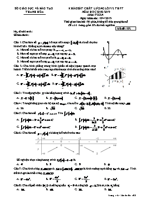 Đề khảo sát chất lượng môn Toán Lớp 12 - Mã đề 102 - Năm học 2018-2019 - Sở giáo dục và đào tạo Thanh Hóa
