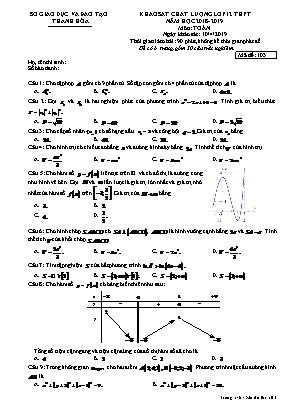 Đề khảo sát chất lượng môn Toán Lớp 12 - Mã đề 103 - Năm học 2018-2019 - Sở giáo dục và đào tạo Thanh Hóa