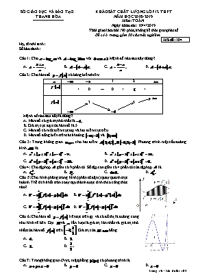 Đề khảo sát chất lượng môn Toán Lớp 12 - Mã đề 104 - Năm học 2018-2019 - Sở giáo dục và đào tạo Thanh Hóa