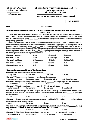 Đề khảo sát chất lượng ôn thi THPT Quốc gia môn Tiếng Anh lần 1 Lớp 12 - Mã đề 885 - Năm học 2016-2017 - Trường THPT Yên Lạc (Có đáp án)