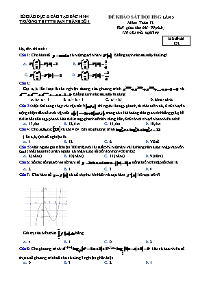 Đề khảo sát đội học sinh giỏi môn Toán Lớp 12 lần 3 - Mã đề 132 - Trường THPT Thuận Thành số 1 (Có đáp án)