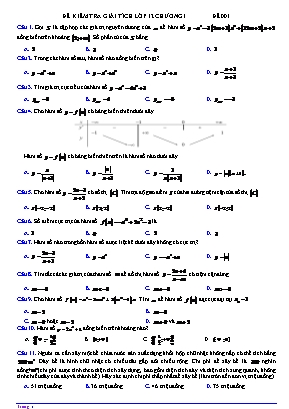 Đề kiểm tra 1 tiết Chương I môn Giải tích Lớp 12 - Mã đề 121