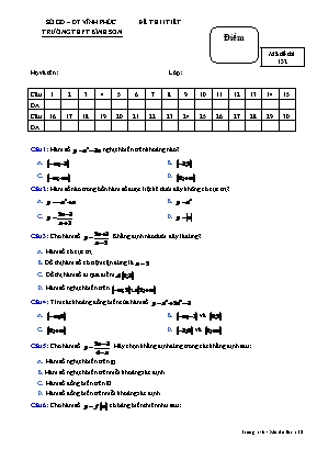 Đề kiểm tra 1 tiết môn Giải tích Lớp 12 - Mã đề 132 - Trường THPT Bình Sơn