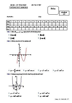 Đề kiểm tra 1 tiết môn Giải tích Lớp 12 - Mã đề 357 - Trường THPT Bình Sơn