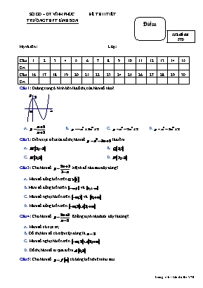 Đề kiểm tra 1 tiết môn Giải tích Lớp 12 - Mã đề 570 - Trường THPT Bình Sơn