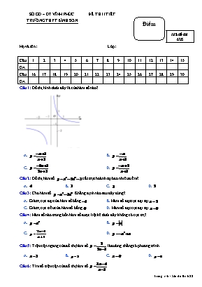 Đề kiểm tra 1 tiết môn Giải tích Lớp 12 - Mã đề 628 - Trường THPT Bình Sơn