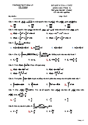Đề kiểm tra 1 tiết môn Giải tích Lớp 12 - Trường THPT Cẩm Lý (Có đáp án)