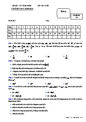 Đề kiểm tra 1 tiết môn Hình học Lớp 12 - Mã đề 132 - Trường THPT Bình Sơn