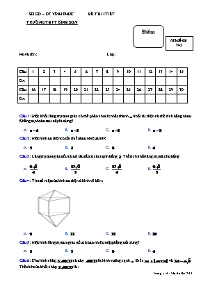 Đề kiểm tra 1 tiết môn Hình học Lớp 12 - Mã đề 743 - Trường THPT Bình Sơn