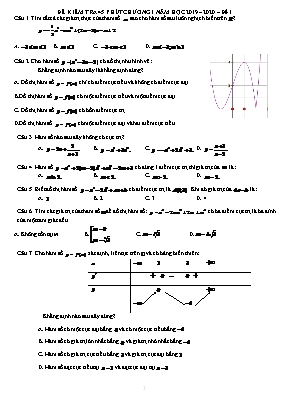 Đề kiểm tra 45 phút Chương 1 môn Giải tích Lớp 12 - Năm học 2019-2020 – Đề 1