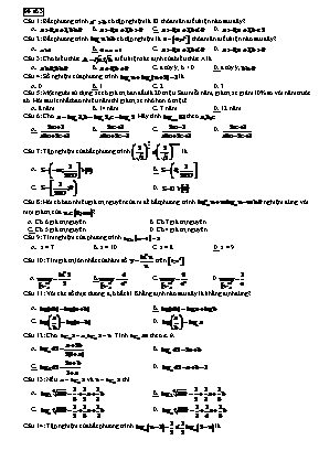Đề kiểm tra 45 phút môn Giải tích Lớp 12 - Đề số 3