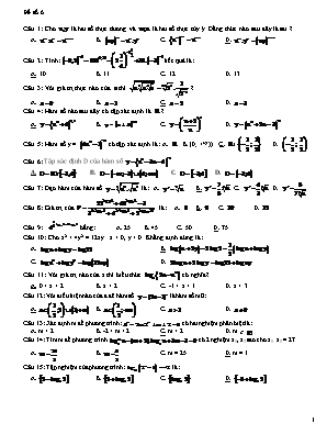 Đề kiểm tra 45 phút môn Giải tích Lớp 12 - Đề số 6
