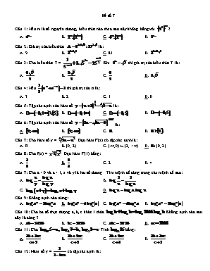 Đề kiểm tra 45 phút môn Giải tích Lớp 12 - Đề số 7