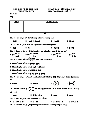 Đề kiểm tra 45 phút môn Giải tích Lớp 12 - Năm học 2018-2019 - Sở giáo dục và đào tạo Bình Định (Có đáp án)