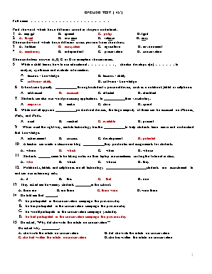 Đề kiểm tra 45 phút số 2 học kỳ 2 môn Tiếng Anh Lớp 10 (Kèm đáp án)