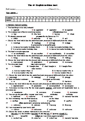 Đề kiểm tra 45 phút số 4 môn Tiếng Anh Lớp 11 (Có đáp án)