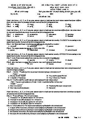 Đề kiểm tra chất lượng học kỳ II môn Tiếng Anh Lớp 12 - Mã đề 366 - Năm học 2018-2019 - Trường THPT Tân Yên số 2