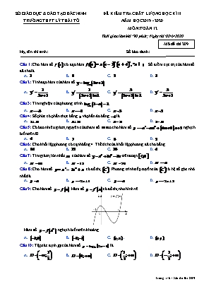 Đề kiểm tra chất lượng học kỳ II môn Toán Lớp 12 - Mã đề 209 - Năm học 2019-2020 - Trường THPT Lý Thái Tổ