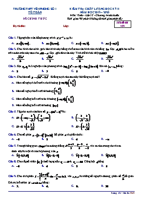 Đề kiểm tra chất lượng học kỳ II môn Toán Lớp 12 - Mã đề 454 - Năm học 2019-2020 - Trường THPT Yên Phong số 1