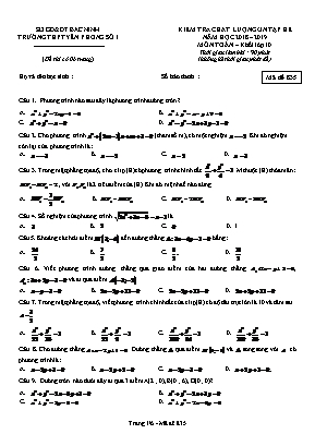 Đề kiểm tra chất lượng ôn tập hè môn Toán Lớp 10 - Mã đề 835 - Năm học 2018-2019 - Trường THPT Yên Phong số 1