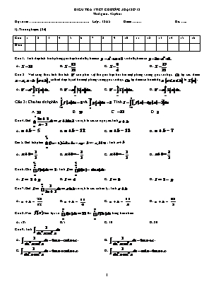 Đề kiểm tra Chương 3 môn Giải tích Lớp 12