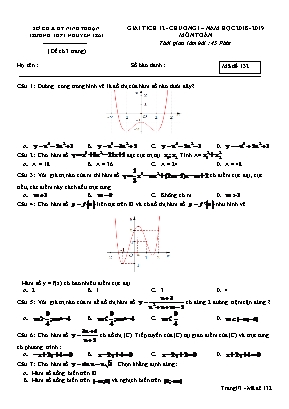 Đề kiểm tra Chương I môn Giải tích Lớp 12 - Mã đề 132 - Năm học 2018-2019 - Trường THPT Nguyễn Trãi