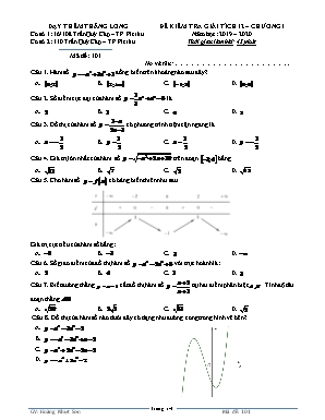 Đề kiểm tra Chương I môn Giải tích Lớp 12 - Năm học 2019-2020 - Hoàng Nhựt Sơn (Có đáp án)