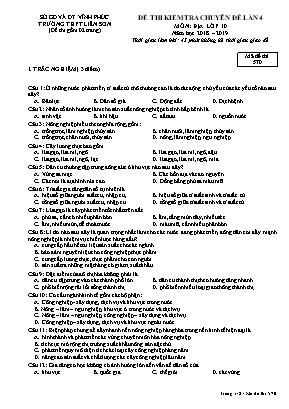 Đề kiểm tra chuyên đề lần 4 môn Địa lý Lớp 10 - Mã đề 570 - Năm học 2018-2019 - Trường THPT Liễn Sơn