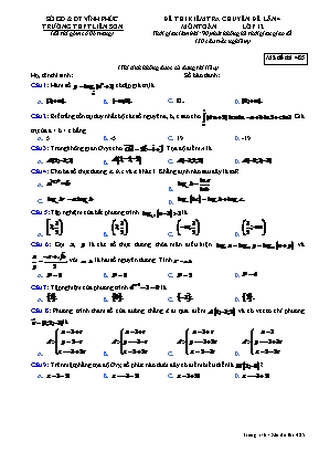 Đề kiểm tra Chuyên đề lần 4 môn Toán Lớp 12 - Mã đề 485 - Trường THPT Liễn Sơn