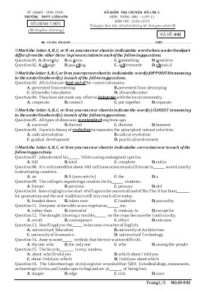 Đề kiểm tra chuyên đề lần 5 môn Tiếng Anh Lớp 12 - Mã đề 002 - Năm học 2018-2019 - Trường THPT Liễn Sơn