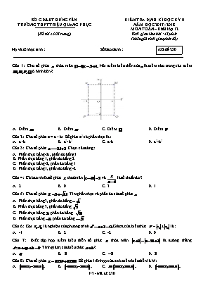 Đề kiểm tra định kỳ học kỳ II môn Toán Lớp 12 - Mã đề 230 - Năm học 2017-2018 - Trường THPT Triệu Quang Phục