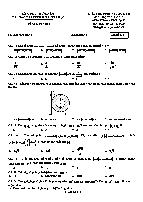 Đề kiểm tra định kỳ học kỳ II môn Toán Lớp 12 - Mã đề 231 - Năm học 2017-2018 - Trường THPT Triệu Quang Phục