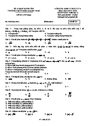 Đề kiểm tra định kỳ học kỳ II môn Toán Lớp 12 - Mã đề 233 - Năm học 2017-2018 - Trường THPT Triệu Quang Phục