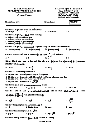 Đề kiểm tra định kỳ học kỳ II môn Toán Lớp 12 - Mã đề 234 - Năm học 2017-2018 - Trường THPT Triệu Quang Phục