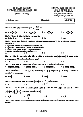 Đề kiểm tra định kỳ học kỳ II môn Toán Lớp 12 - Mã đề 236 - Năm học 2017-2018 - Trường THPT Triệu Quang Phục