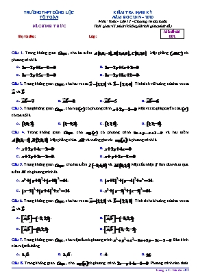 Đề kiểm tra định kỳ môn Toán Lớp 12 (Chương trình chuẩn) - Mã đề 002 - Năm học 2019-2020 - Trường THPT Đồng Lộc