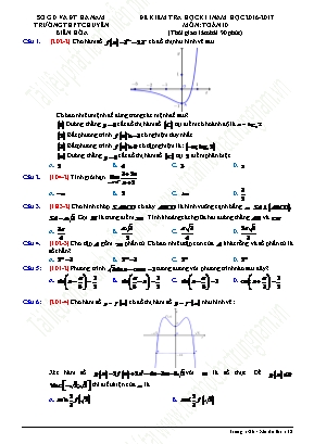 Đề kiểm tra học kỳ I môn Toán Lớp 12 - Mã đề 132 - Năm học 2016-2017 - Trường THPT chuyên Biên Hòa (Có đáp án)