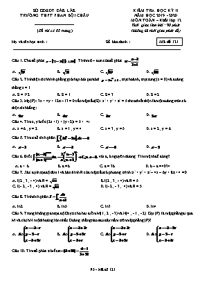 Đề kiểm tra học kỳ II môn Toán Lớp 12 - Mã đề 121 - Năm học 2019-2020 - Trường THPT Phan Bội Châu