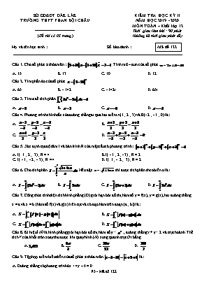 Đề kiểm tra học kỳ II môn Toán Lớp 12 - Mã đề 122 - Năm học 2019-2020 - Trường THPT Phan Bội Châu