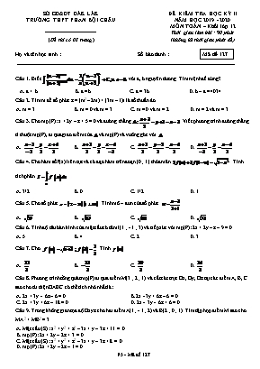 Đề kiểm tra học kỳ II môn Toán Lớp 12 - Mã đề 127 - Năm học 2019-2020 - Trường THPT Phan Bội Châu