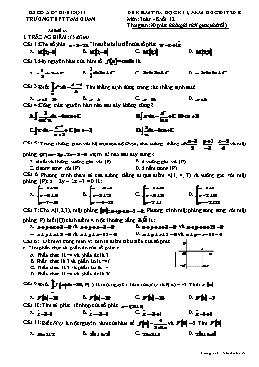 Đề kiểm tra học kỳ II môn Toán Lớp 12 - Mã đề A - Năm học 2017-2018 - Trường THPT Tam Quan
