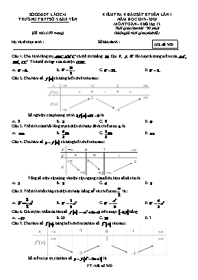 Đề kiểm tra khảo sát 8 tuần lần 1 môn Toán Lớp 12 - Mã đề 950 - Năm học 2019-2020 - Trường THPT số 2 Bảo Yên