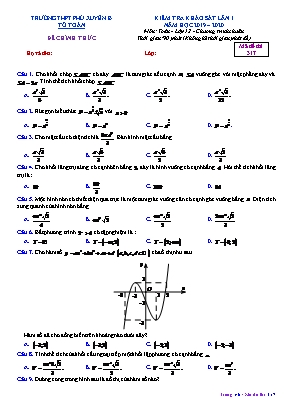 Đề kiểm tra khảo sát lần 1 môn Toán Lớp 12 (Chương trình chuẩn) - Mã đề 317 - Năm học 2019-2020 - Trường THPT Phú Xuyên B