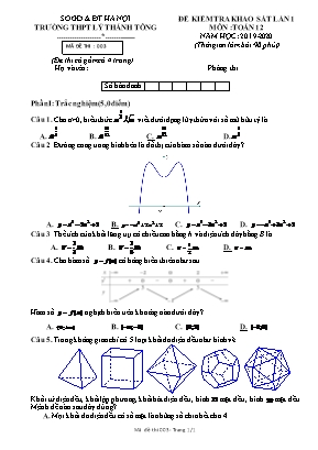 Đề kiểm tra khảo sát lần 1 môn Toán Lớp 12 - Mã đề 003 - Năm học 2019-2020 - Trường THPT Lý Thánh Tông