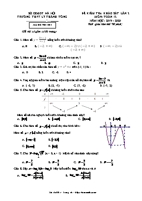 Đề kiểm tra khảo sát lần 2 môn Toán Lớp 12 - Mã đề 001 - Năm học 2019-2020 - Trường THPT Lý Thánh Tông