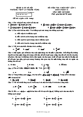 Đề kiểm tra khảo sát lần 2 môn Toán Lớp 12 - Mã đề 003 - Năm học 2019-2020 - Trường THPT Lý Thánh Tông