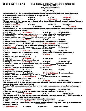 Đề kiểm tra khảo sát lần III môn Tiếng Anh Lớp 12 - Năm học 2018-2019 (Kèm đáp án)