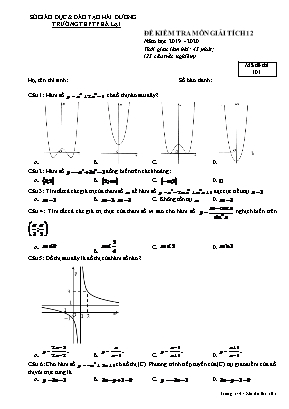 Đề kiểm tra môn Giải tích Lớp 12 - Mã đề 101 - Năm học 2019-2020 - Trường THPT Phả Lại