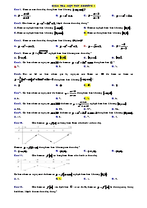Đề kiểm tra một tiết Chương I môn Giải tích Lớp 12 (Kèm đáp án)